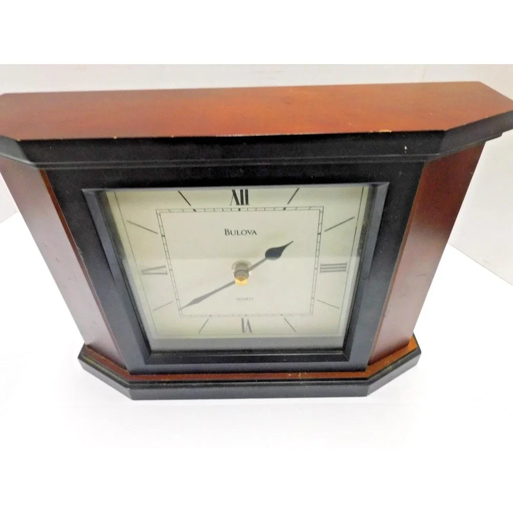 VTG Bulova Mantle Clock Cherry Wood Analong WORKS***JC261